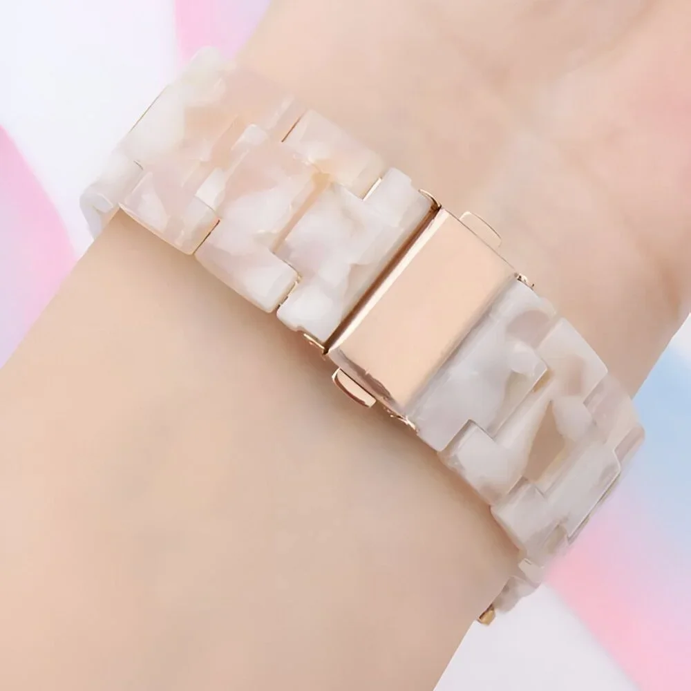 Apple Watch Band Pink Marble Resin Adjustable Stylish Strap Watch Band - Picture 2 of 4
